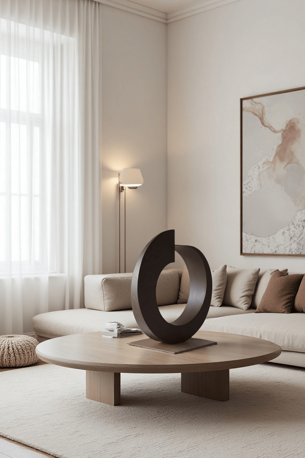 Modern Wooden Sculpture Abstract Handcrafted Wood Carving Statue Wooden Art Decor