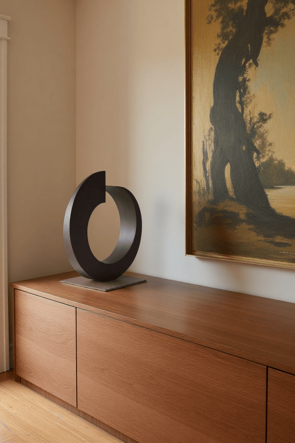 Modern Wooden Sculpture Abstract Handcrafted Wood Carving Statue Wooden Art Decor