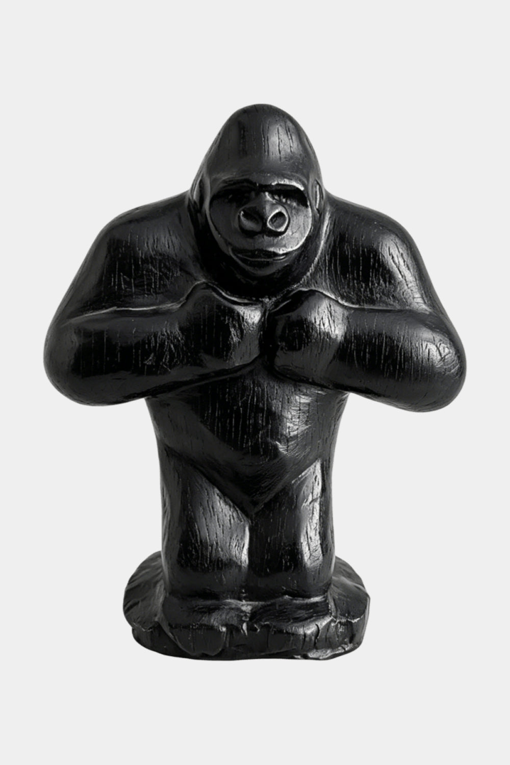 Hand Carved Gorilla Wood Sculpture - Modern Animal Desk Decor For Home Office