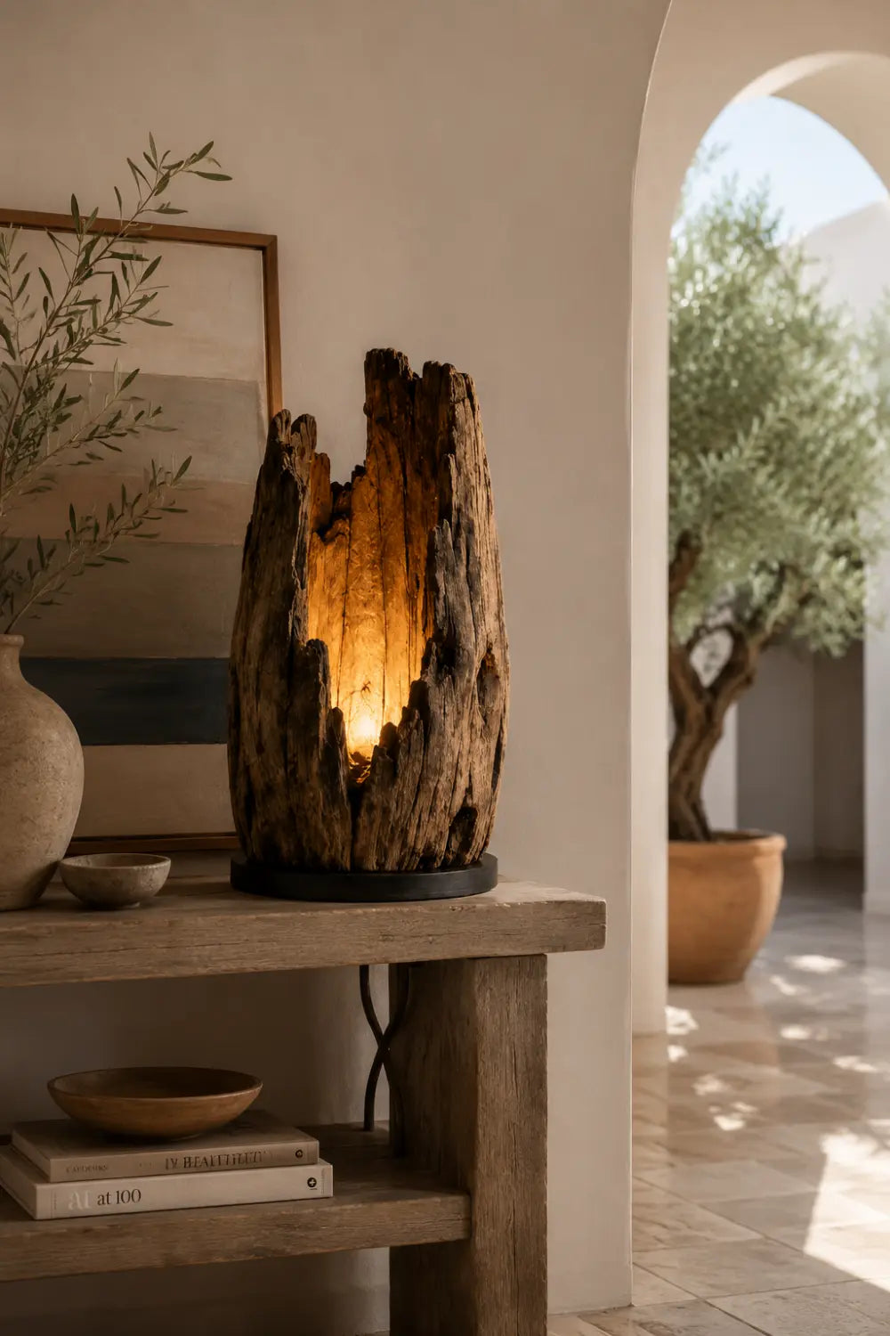 Abstract Wooden Sculpture Lamp As Functional Art Piece For Minimalist And Eco-Friendly Homes