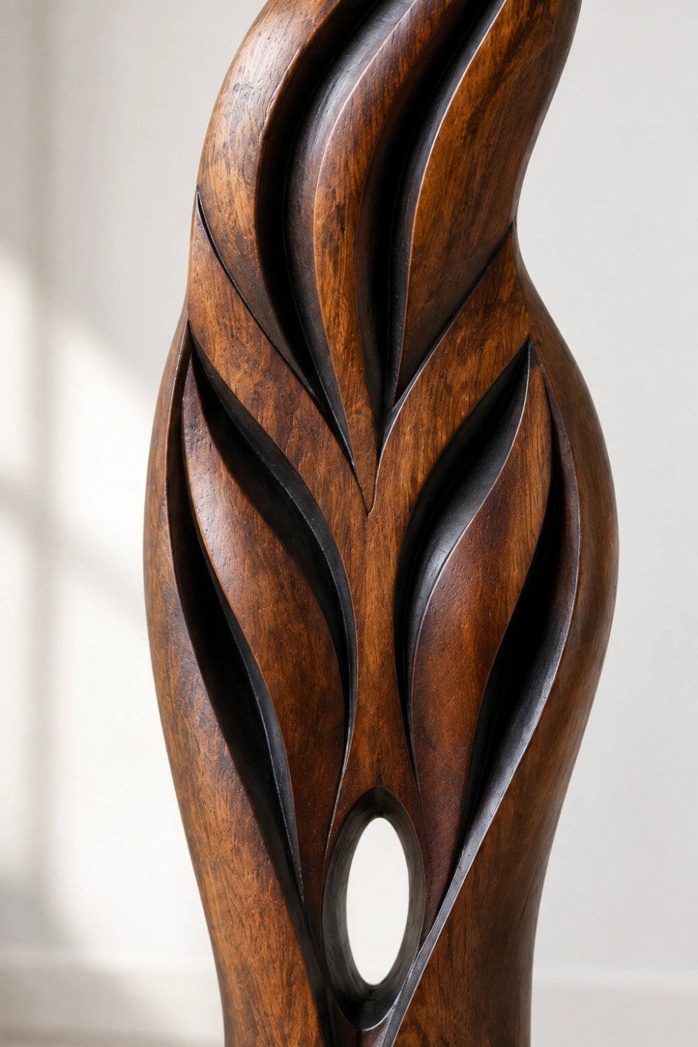 Abstract Wooden Flame Floor Sculpture | Dynamic Standing Decor For Living Space