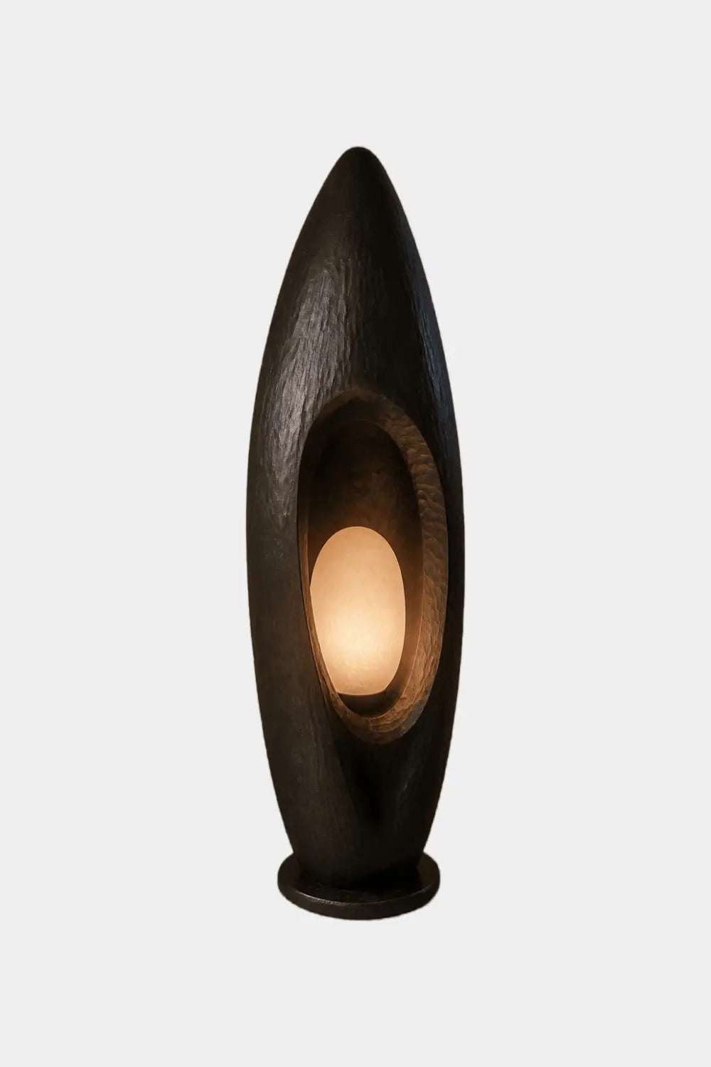Hand Carved Walnut Floor Lamp Modern Abstract Wood Light Fixture For Living Room Decor