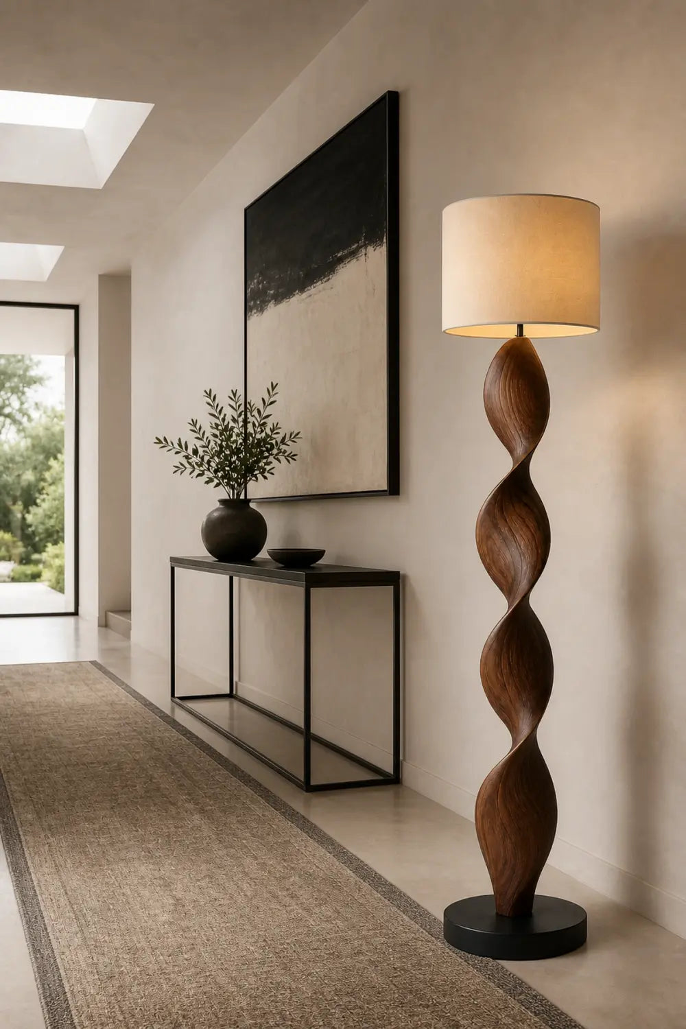 Modern Sculpted Wood Floor Lamp | Aesthetic Standing Light For Living Space