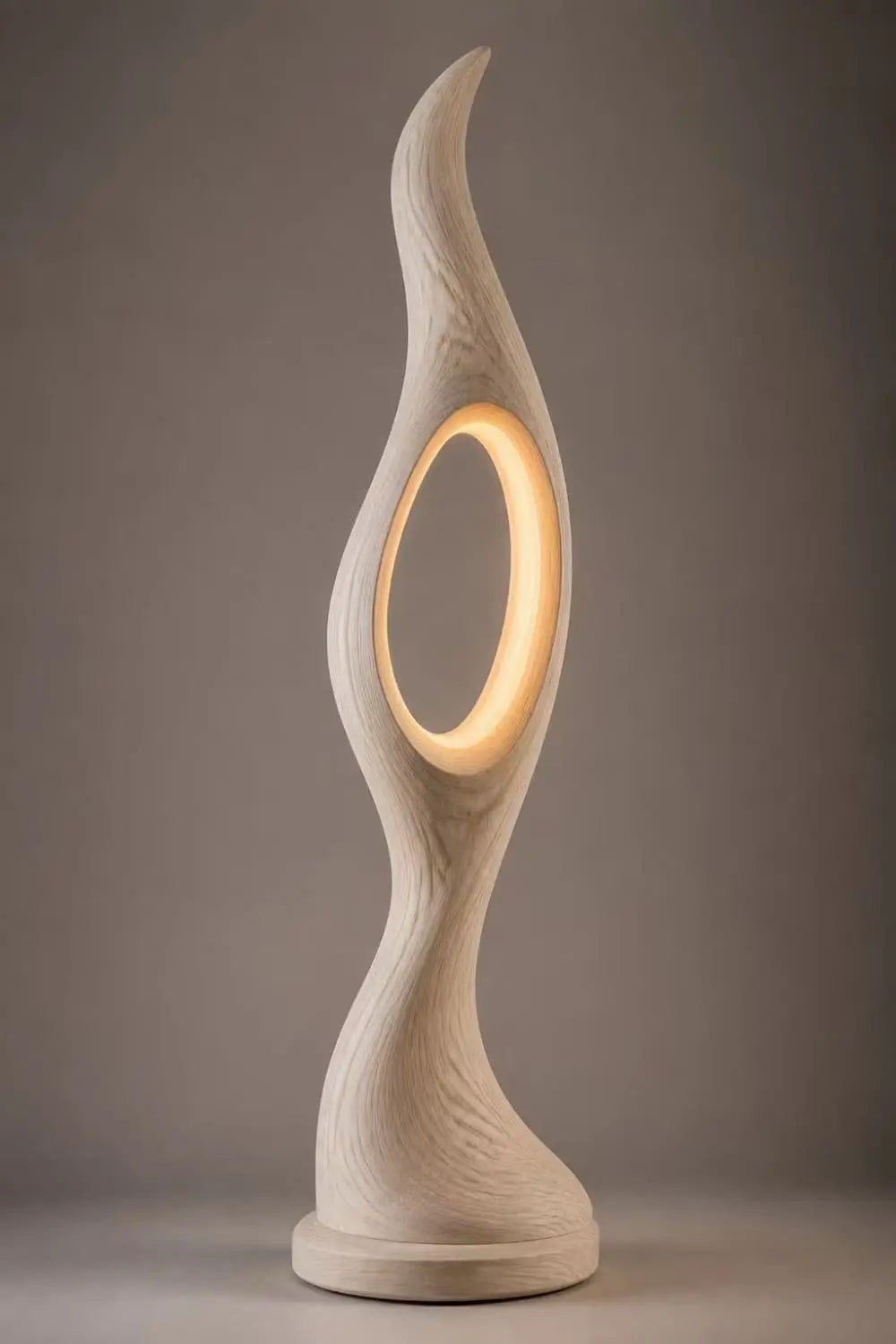 Modern Abstract Floor Lamp Hand-Carved From Solid Natural Wood For Living Room Decor