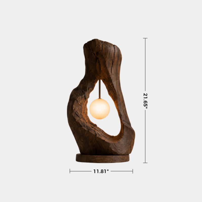 Rustic Raw Wood Cave Table Lamp | Organic Hollow Driftwood Light For Space Decor