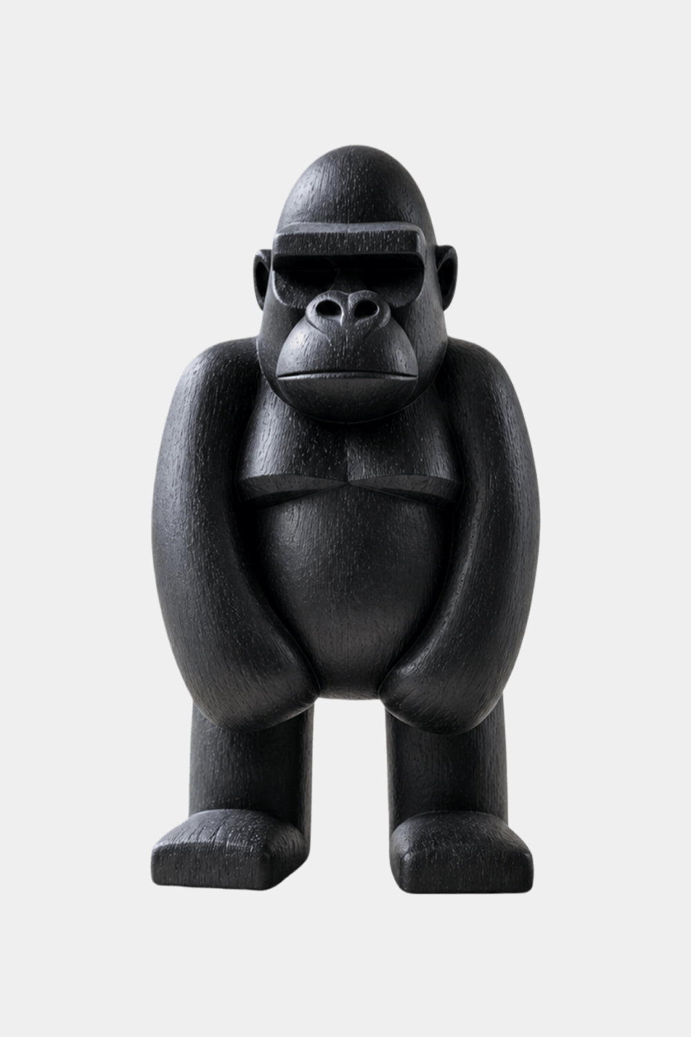 Hand-Carved Black Gorilla Wood Sculpture For Modern Home Decor Abstract Animal Art Piece