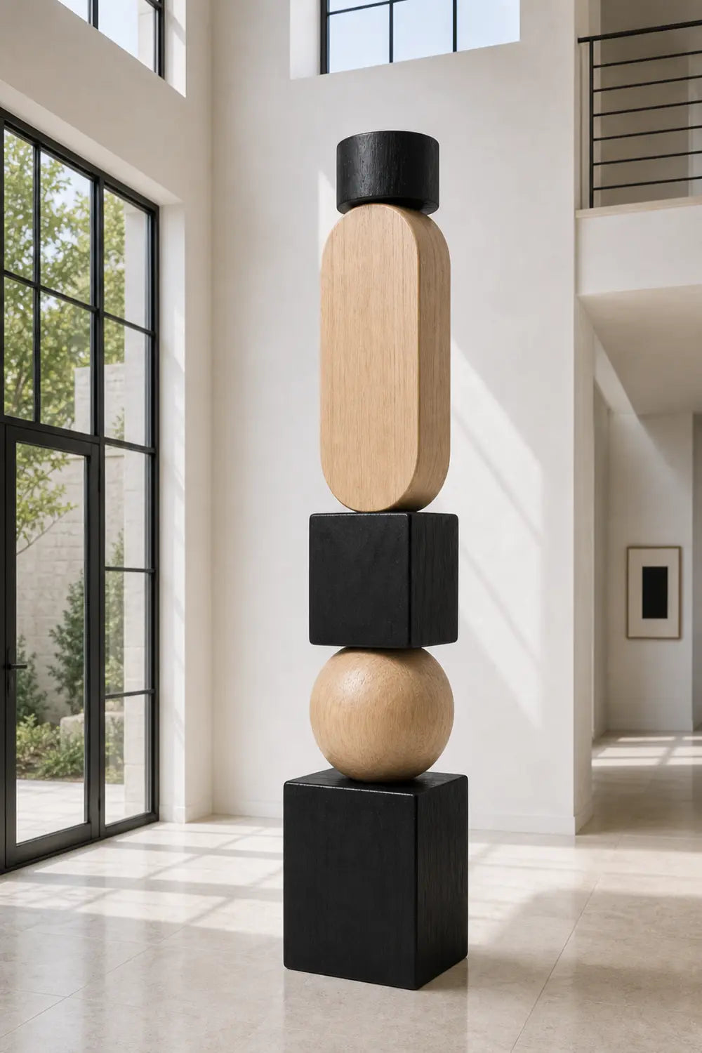 Large Handmade Abstract Wood Sculpture Modern Minimalist Floor Standing Art For Living Room Decor