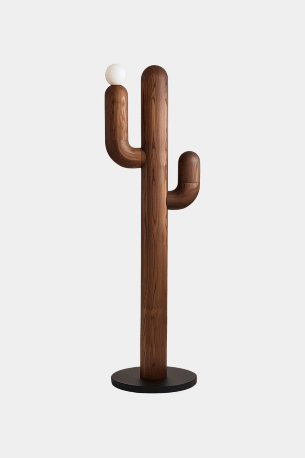 Modern Walnut Cactus Floor Lamp Minimalist Wooden Light Sculpture For Living Room Decor