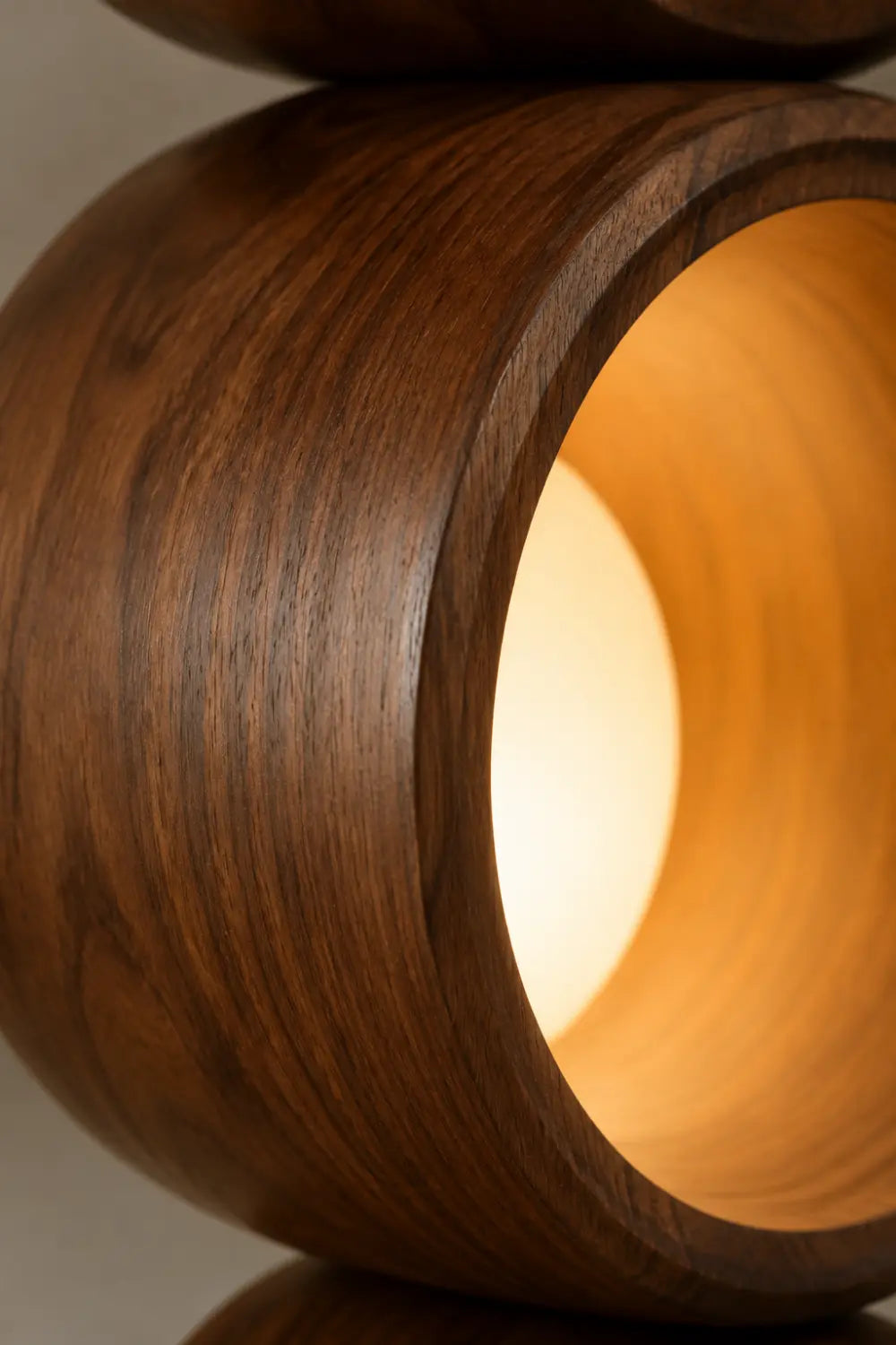 Modern Walnut Floor Lamp With Abstract Stacked Wood Design For Living Room