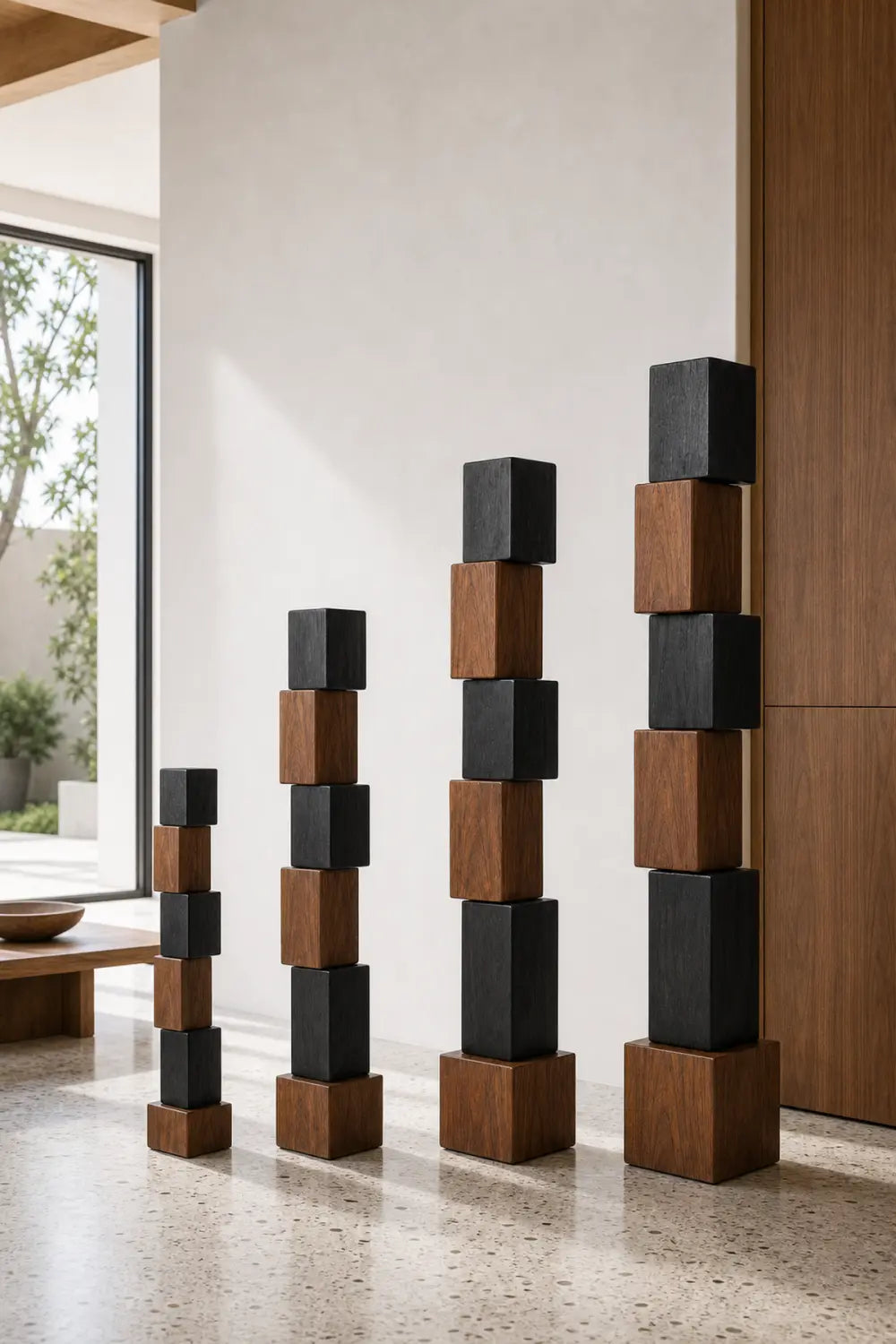 Large Abstract Wooden Floor Sculpture Modern Minimalist Home Decor Art Piece For Living Room