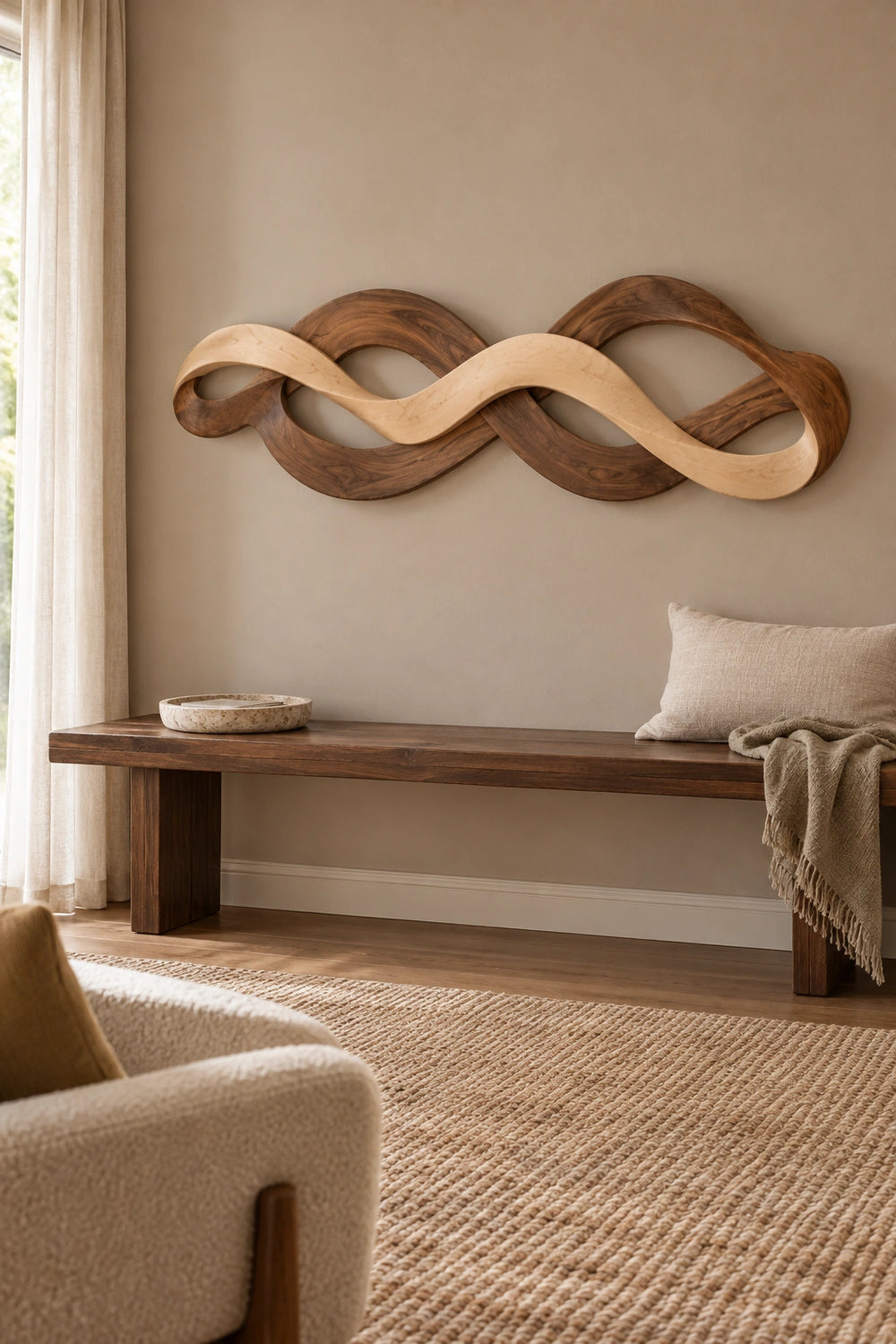 Abstract Wooden Wall Sculpture Modern Home Decor Art Piece For Living Room Entryway Office Space Design