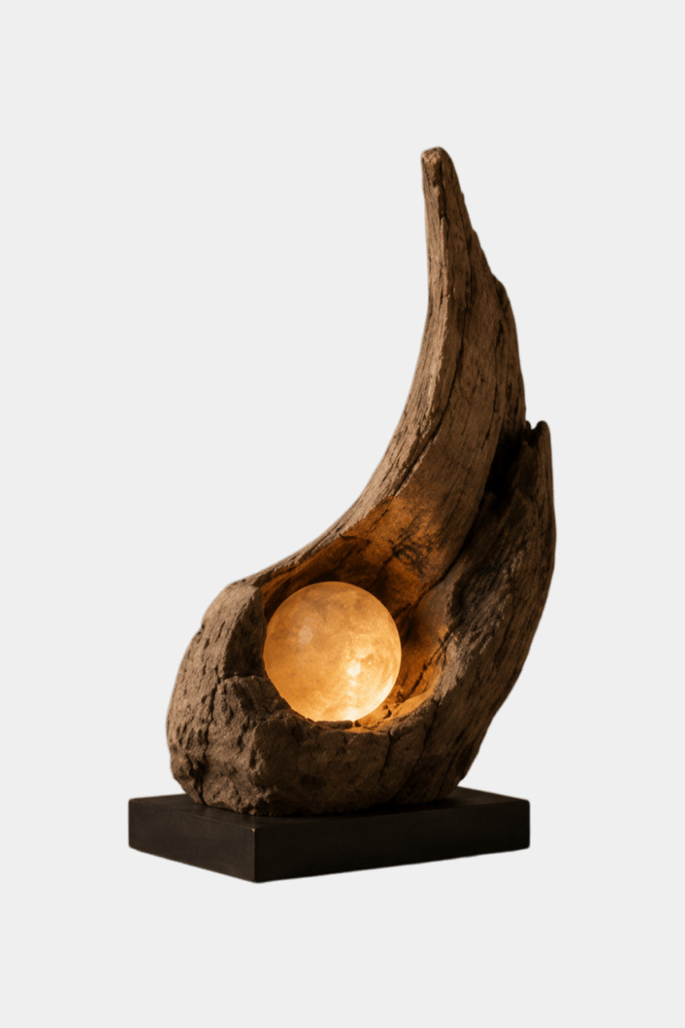 Organic Sculptural Wooden Lamp Emitting Cozy Warm White Light For Elegant Interior Spaces