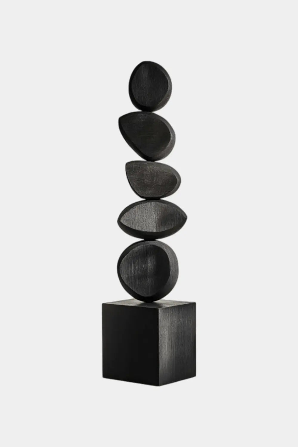 Large Black Abstract Wood Sculpture For Modern Home Decor