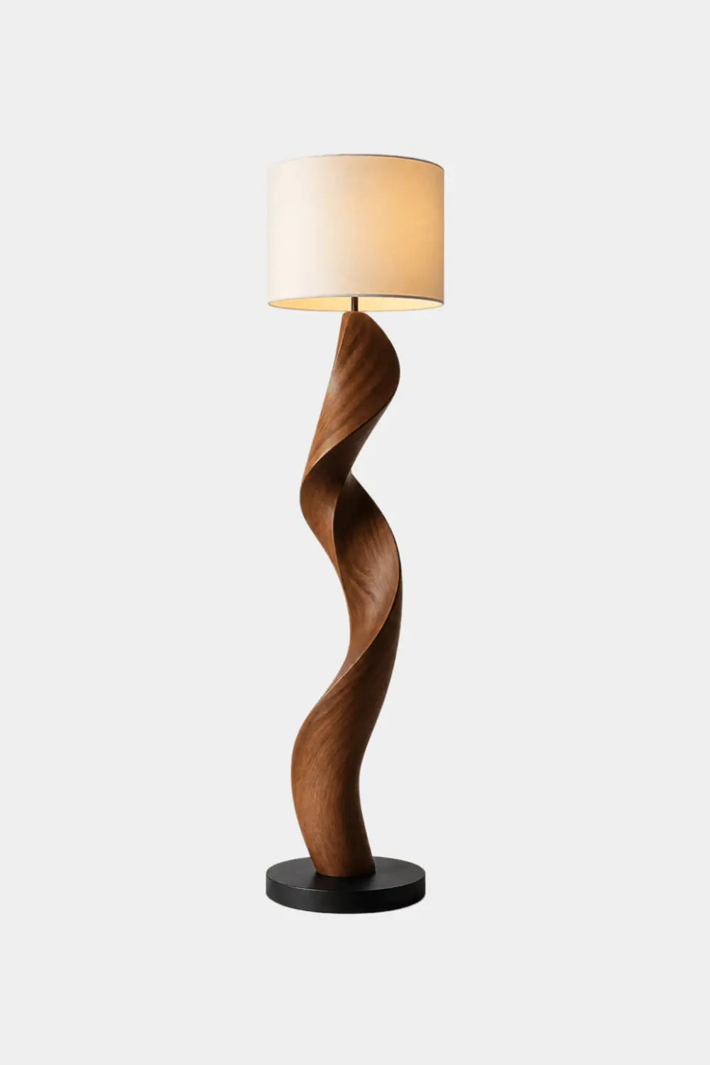 Modern Twisted Wooden Floor Lamp - Aesthetic Standing Light For Living Room Space