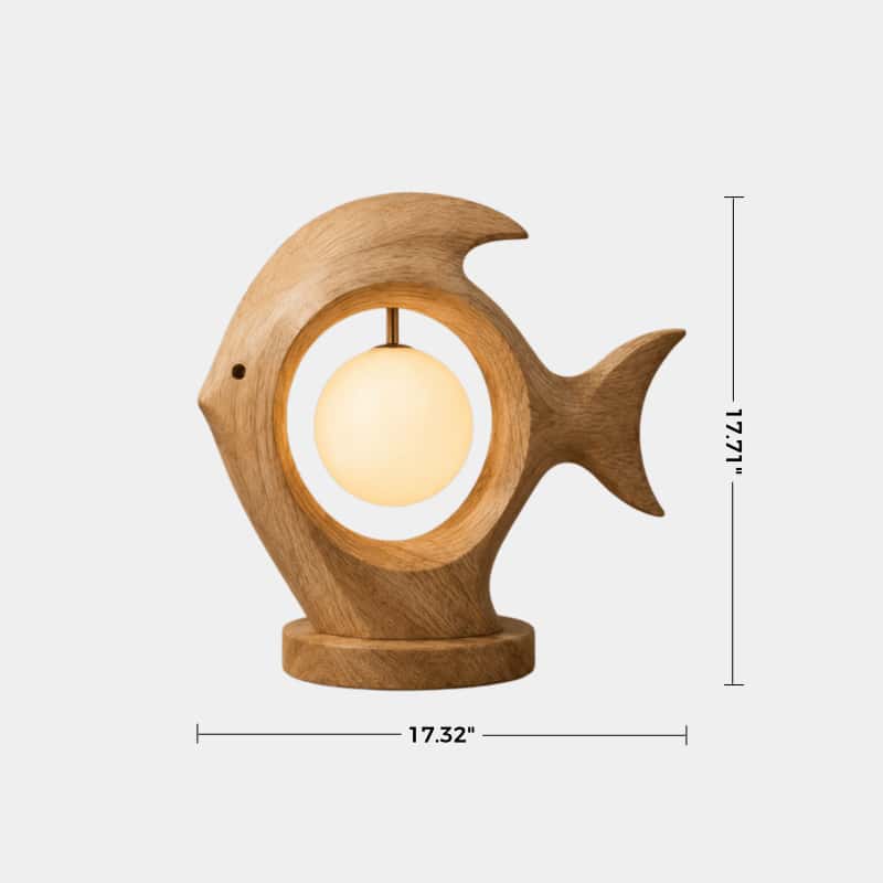 Modern Fish Shaped Wooden Table Lamp For Minimalist Home Decor And Warm Ambient Lighting