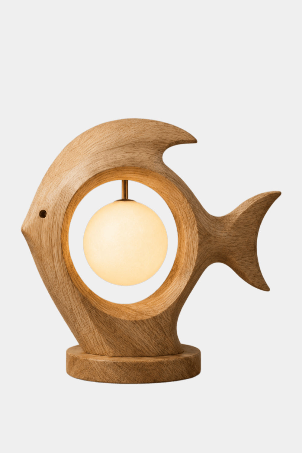 Modern Fish Shaped Wooden Table Lamp For Minimalist Home Decor And Warm Ambient Lighting