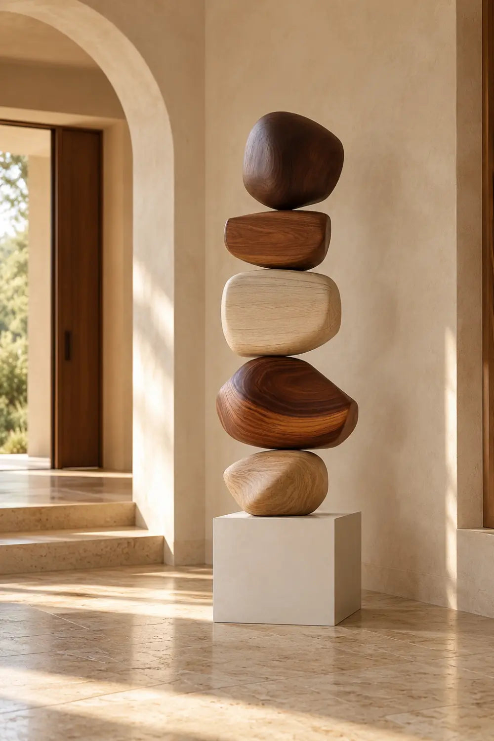 Large Abstract Wooden Floor Sculpture For Modern Minimalist Home Decor And Living Room Art