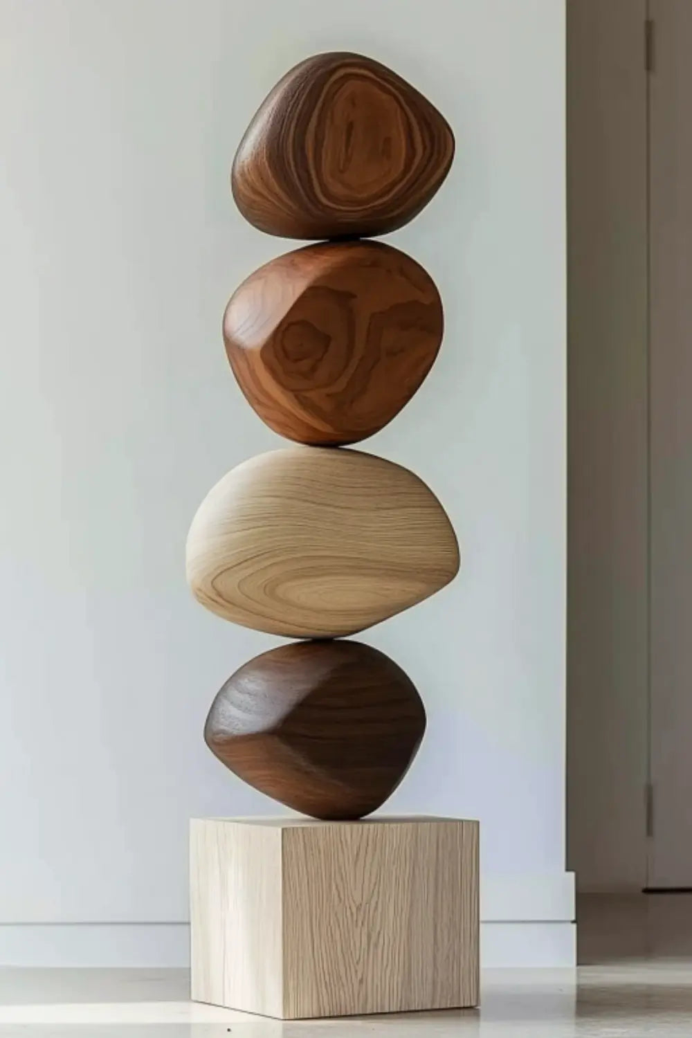Large Abstract Wooden Sculpture For Modern Minimalist Home Decor And Living Room Art