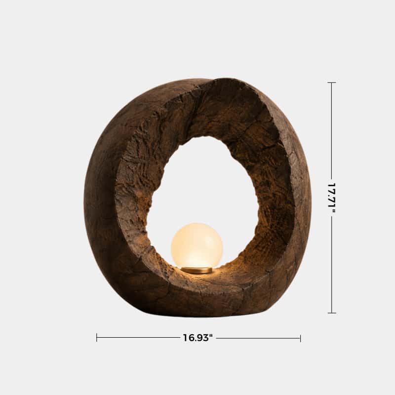 Handcrafted Wooden Table Lamp With Abstract Ring Shape For Modern Home Decor