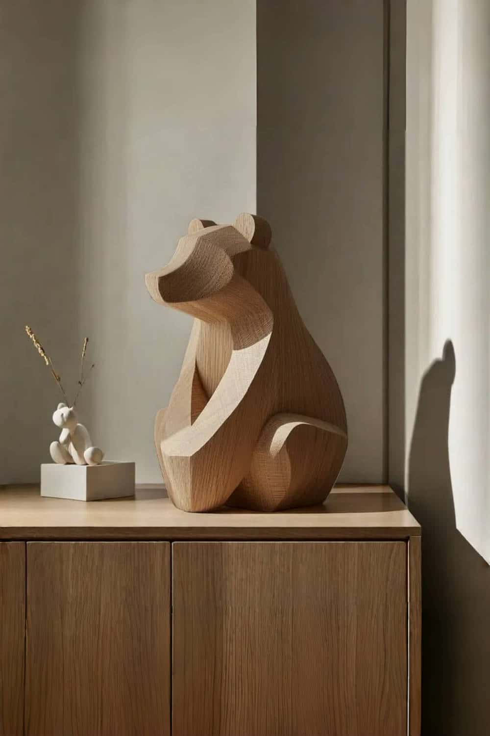 Wooden Bear Statue Wood Carved Bear Carvings Wooden Animal Sculptures