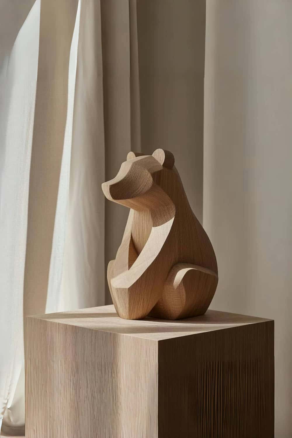 Wooden Bear Statue Wood Carved Bear Carvings Wooden Animal Sculptures