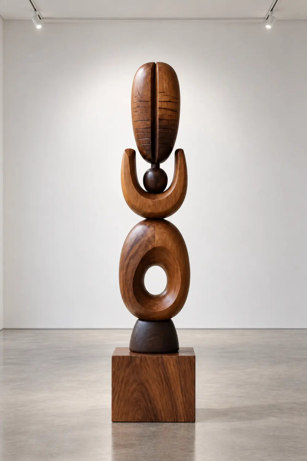 Abstract Stacked Wood Floor Sculpture | Aesthetic Standing Statue For Living Space