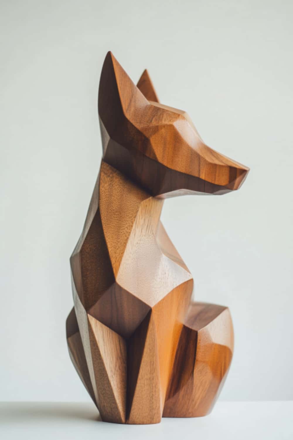 Abstract  Wooden Dog Sculpture Handcrafted Animal Wood sculpture Art Decor