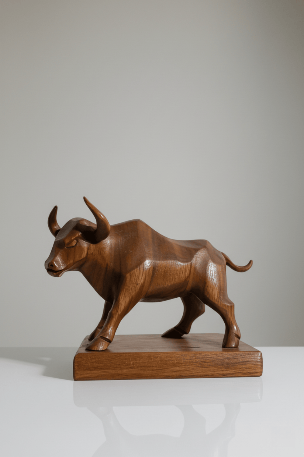 Handcrafted Wooden Bull Sculpture Bull Statue Wood Animal Figurines Art