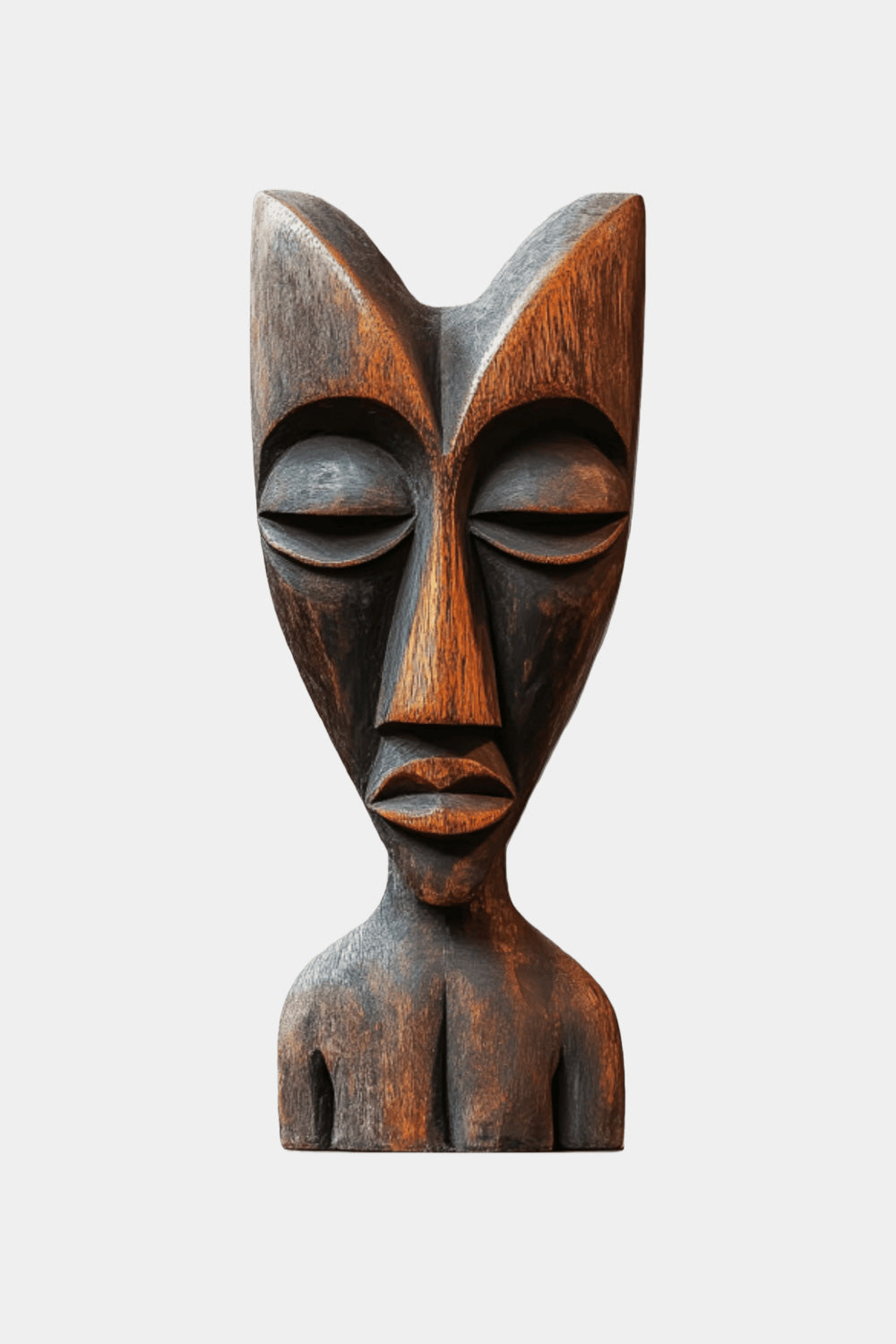 African Tribal Wooden Sculpture – Hand-Carved Abstract Ethnic Art Décor