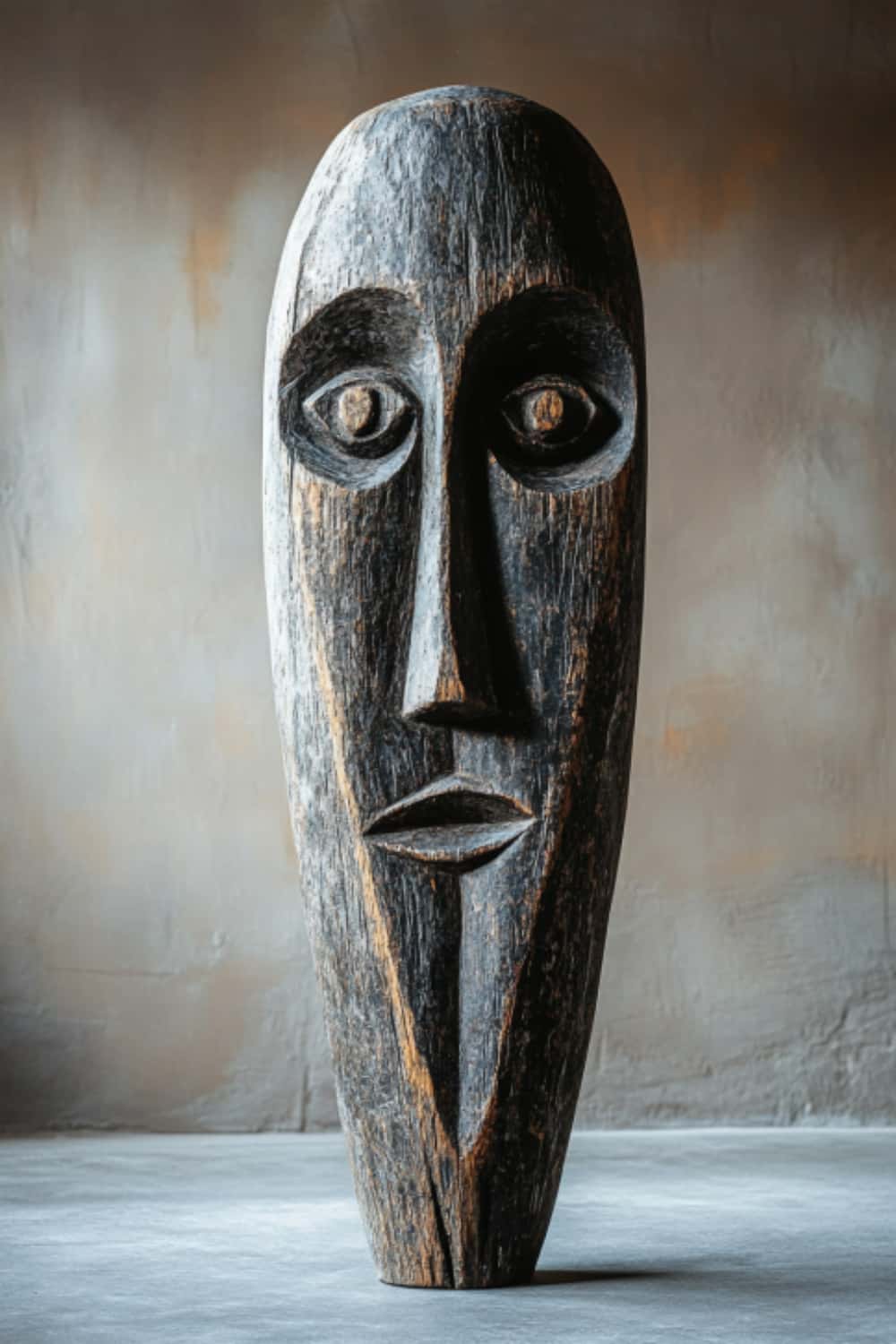 African Tribal Wooden Face Sculpture Wall Hanging Freestanding Ethnic Art Décor