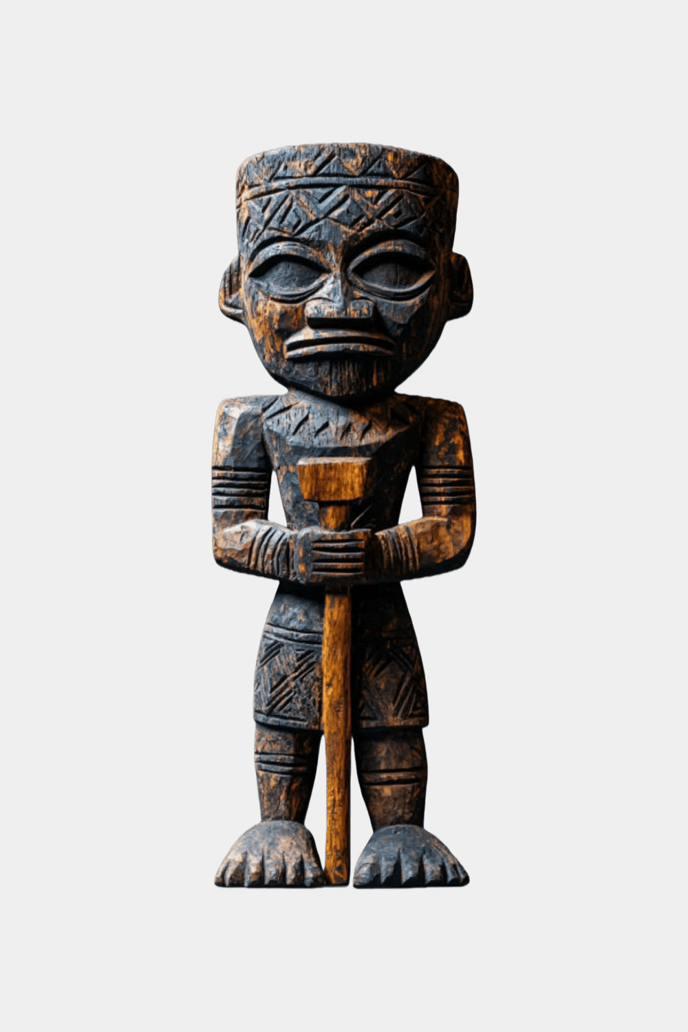 Large African Wood Sculptures Hand Carved Tribal Figures for Modern Interiors