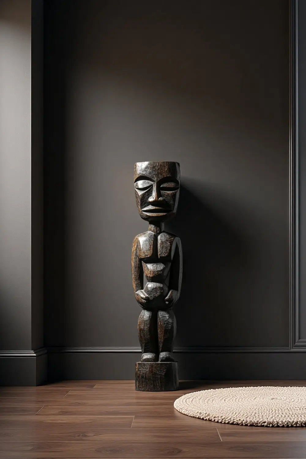 Large African Wood Sculptures Hand Carved Tribal Figures for Modern Interiors
