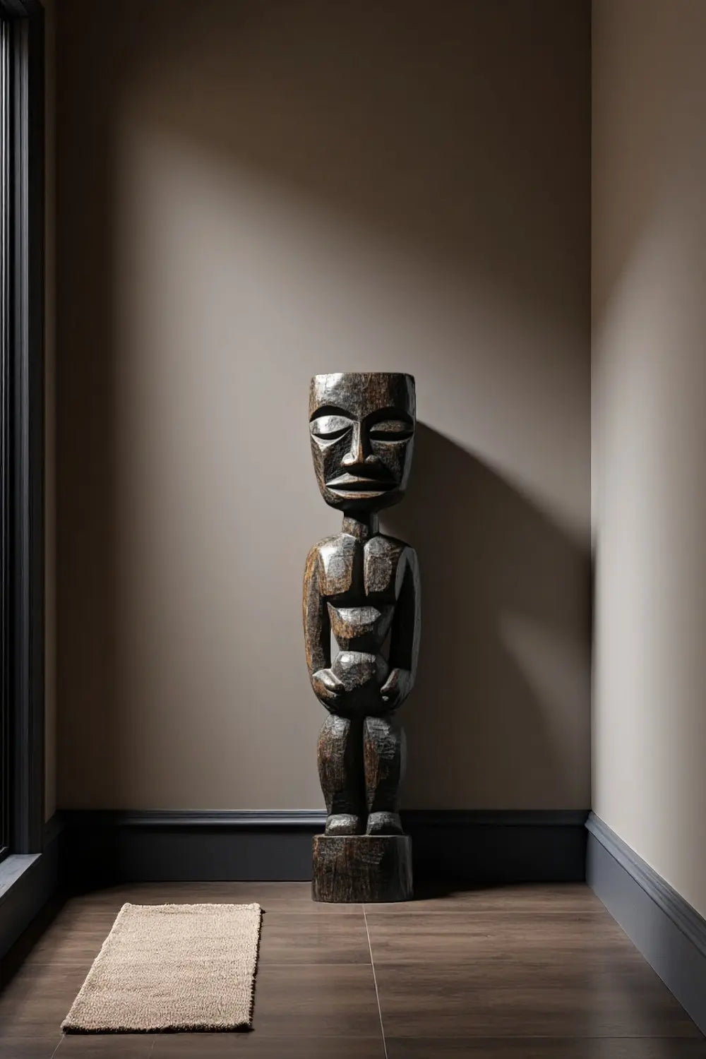 Large African Wood Sculptures Hand Carved Tribal Figures for Modern Interiors