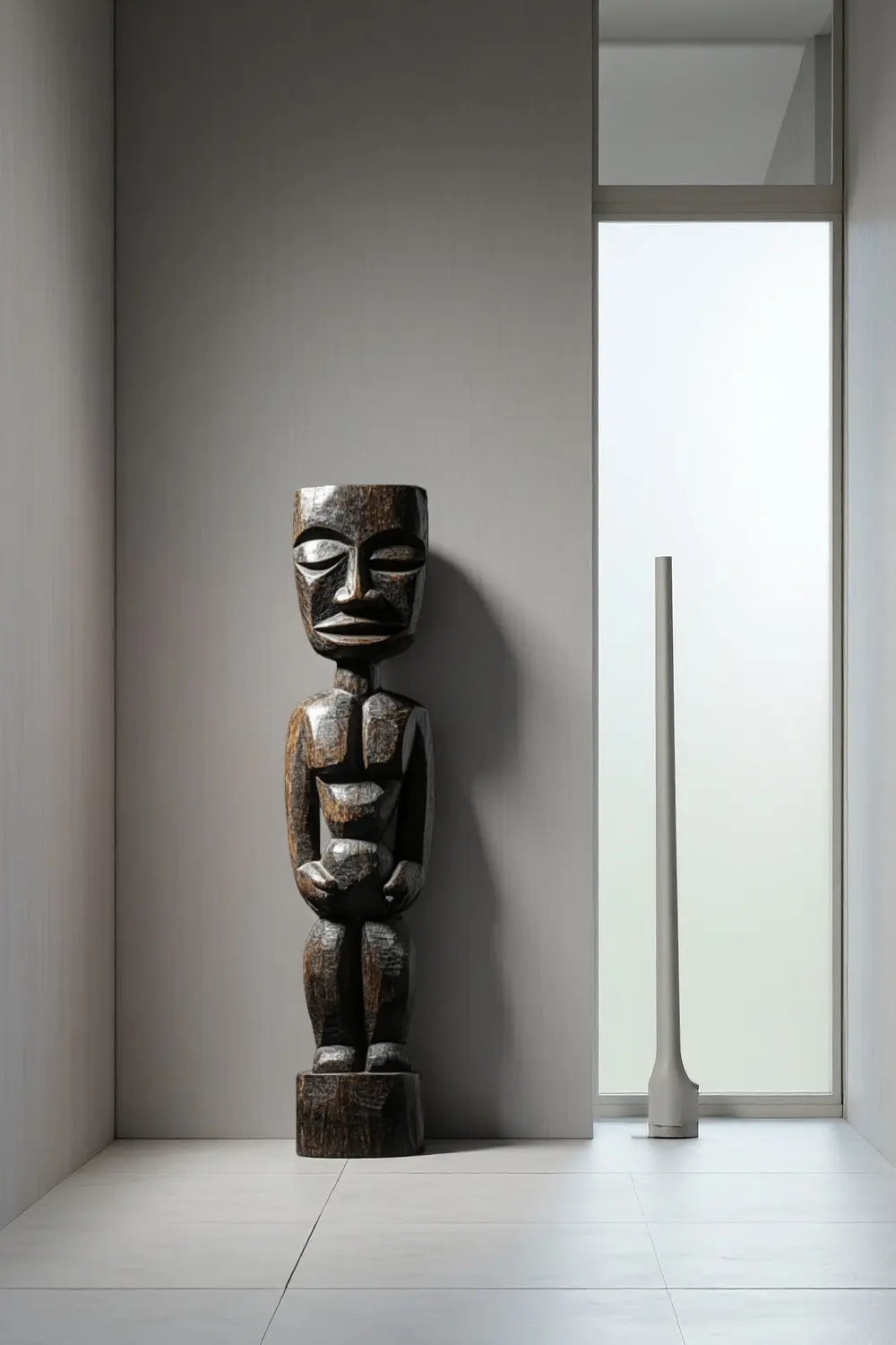 Large African Wood Sculptures Hand Carved Tribal Figures for Modern Interiors