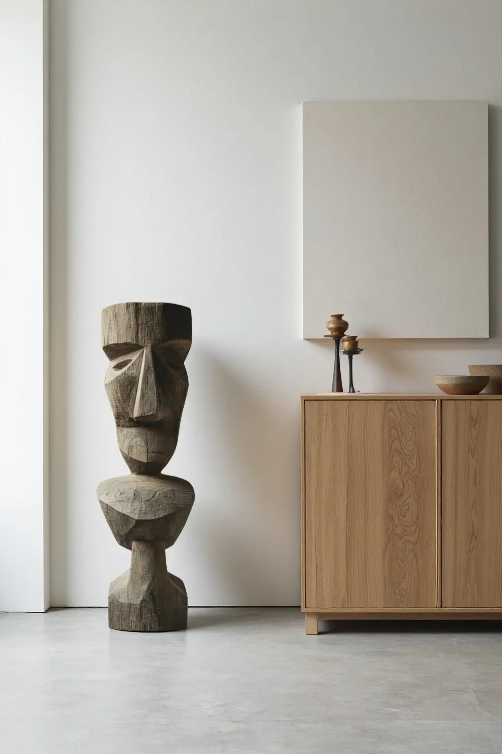 African Large Abstract Wooden Sculpture Tribal Art Decor Wooden Statues