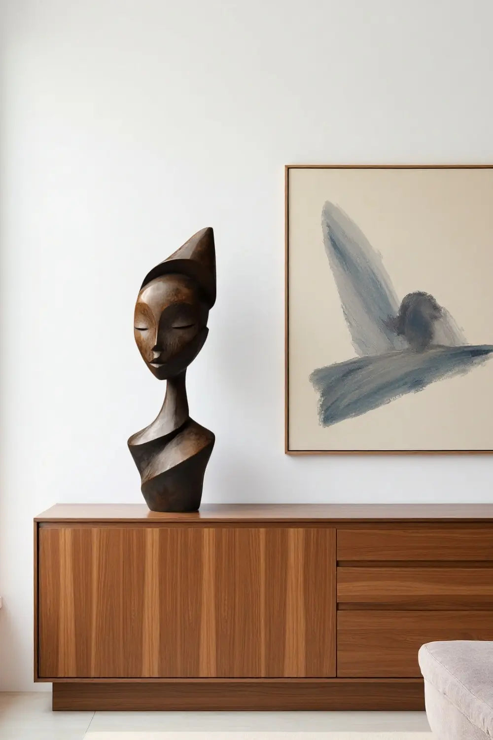 Abstract African Woman Wooden Sculpture Hand Carved Modern Ethnic Art Décor