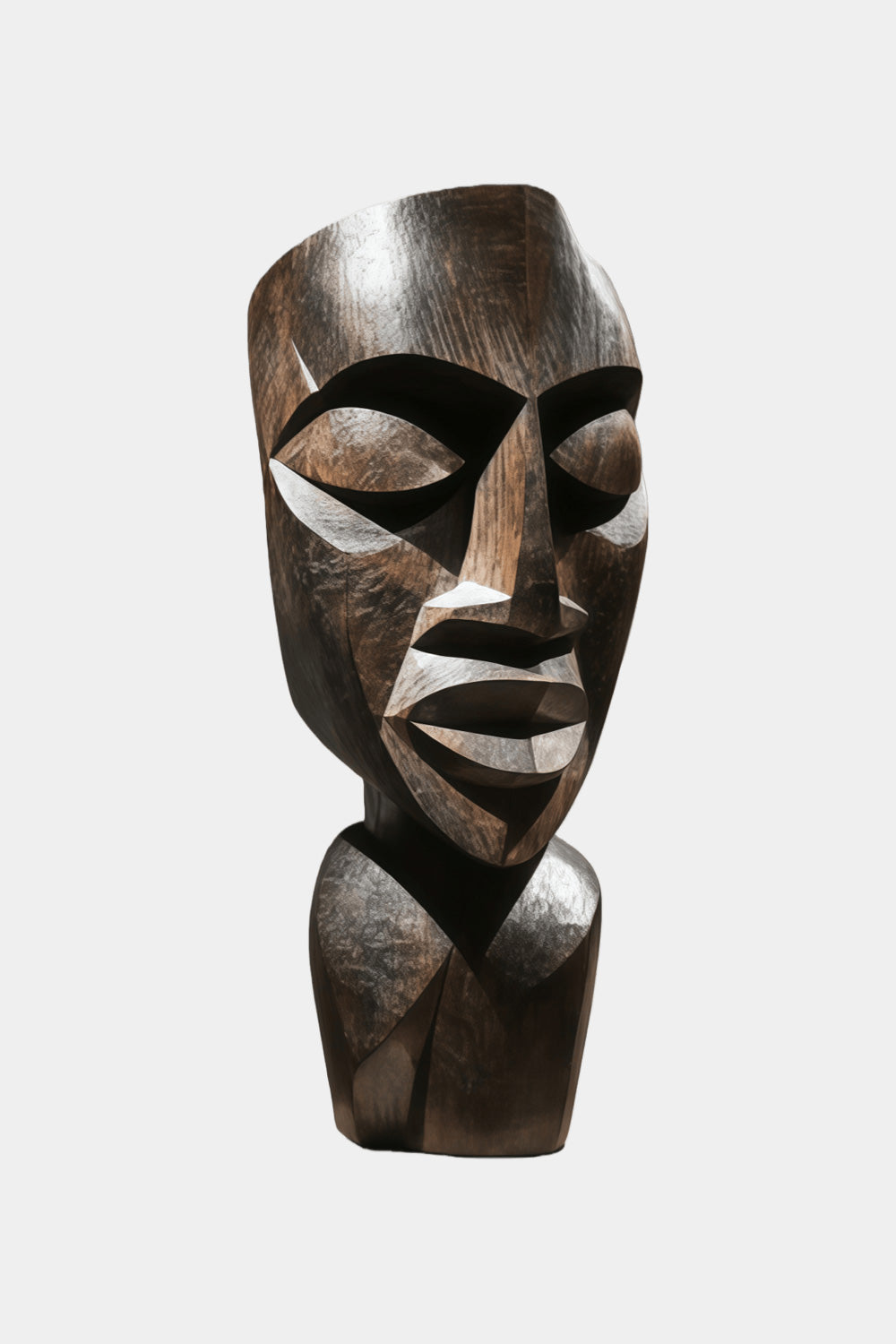 African Abstract Wooden Mask Sculpture Hand Carved Tribal Art Home Décor