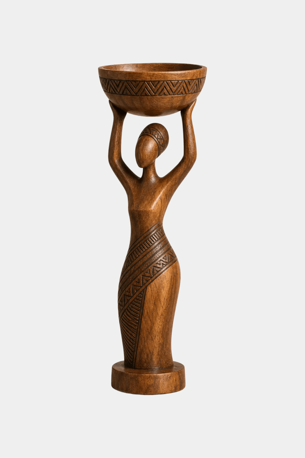 Carved Woman Wood Floor Sculpture | Aesthetic Standing Statue for Living Space