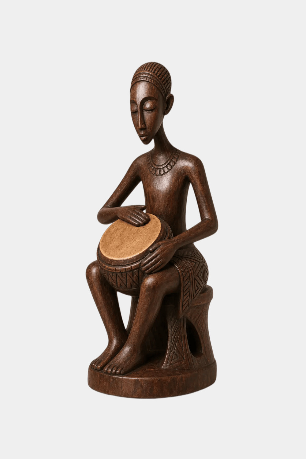 Carved Woman Wood Floor Sculpture | Aesthetic Standing Statue for Living Space
