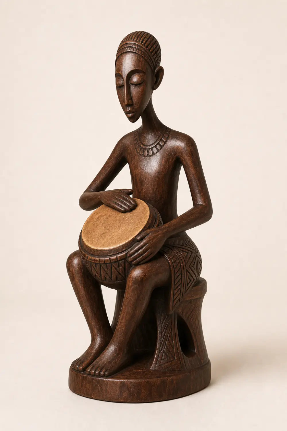 Carved Woman Wood Floor Sculpture | Aesthetic Standing Statue for Living Space