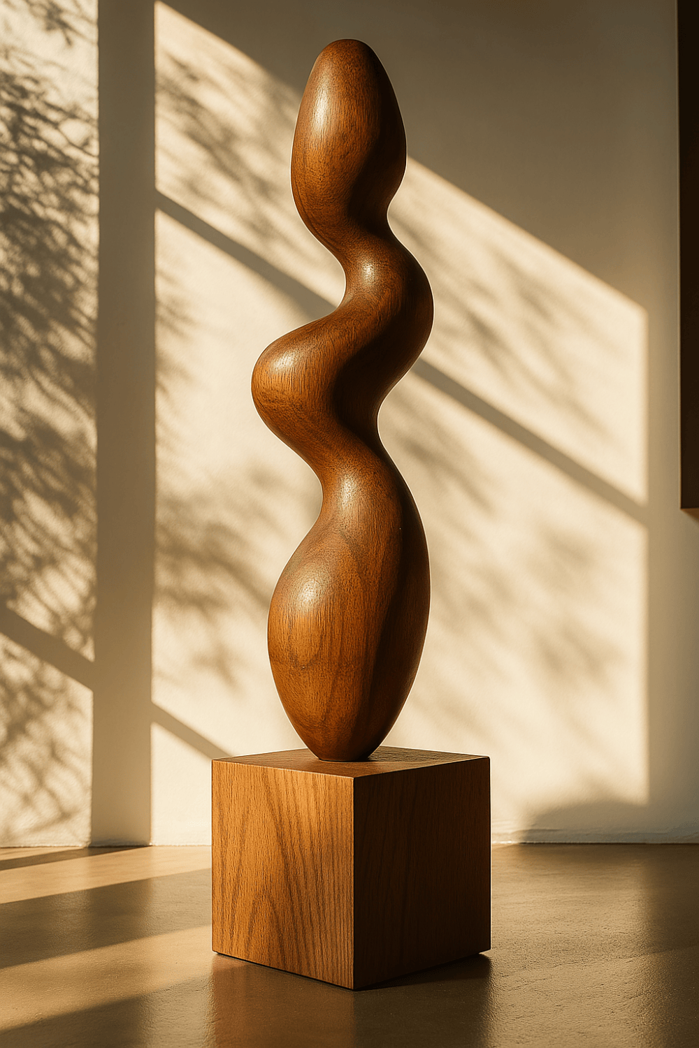 Hand Carved Large Wood Sculptures Floor Abstract Wooden Sculpture Art