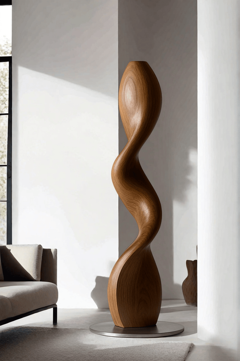 Hand Carved Large Wood Sculptures Floor Abstract Wooden Sculpture Art