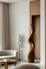 Hand Carved Large Wood Sculptures Floor Abstract Wooden Sculpture Art