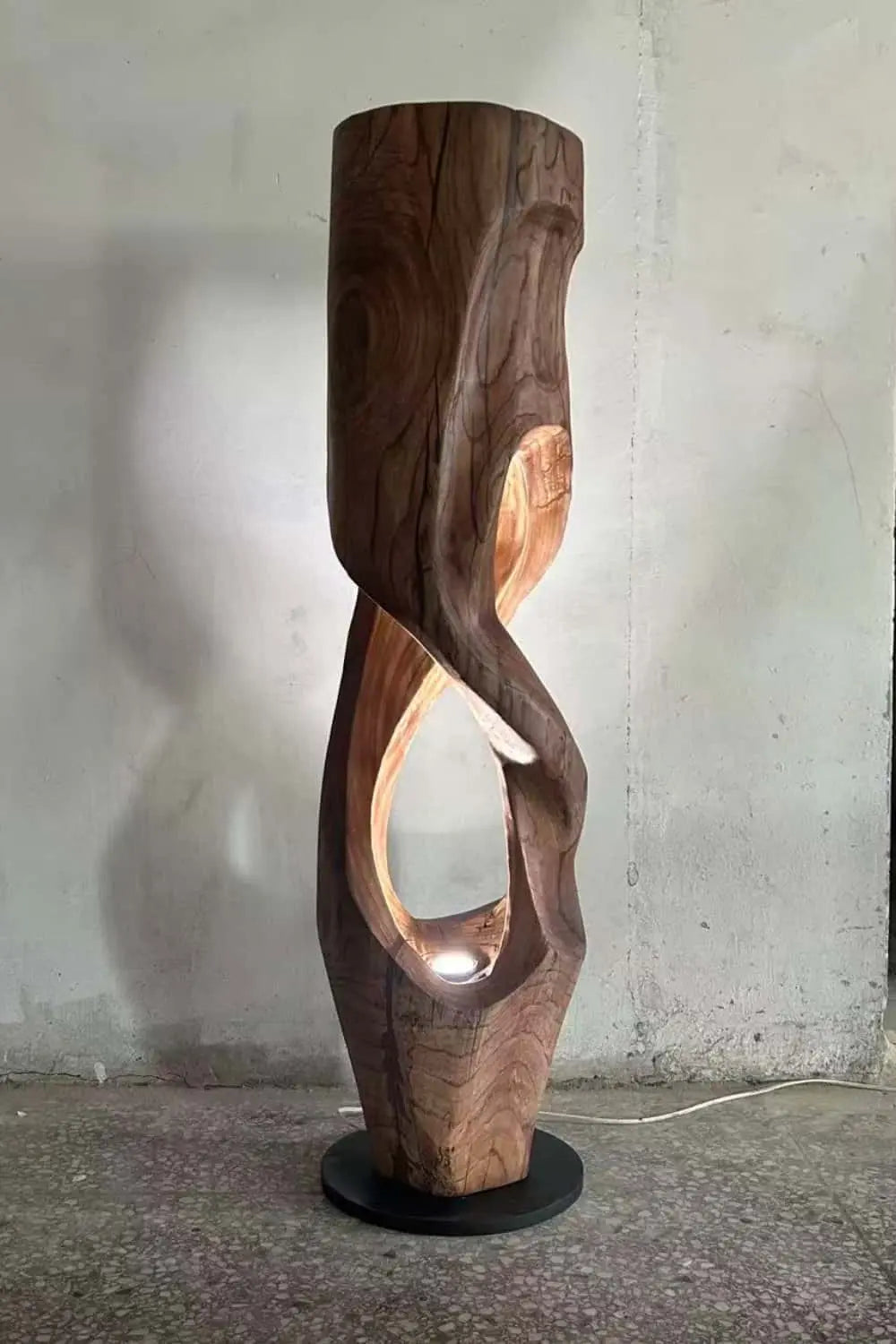 Hollow Tree Trunk Wood Floor Lamp | Aesthetic Standing Light for Room Space