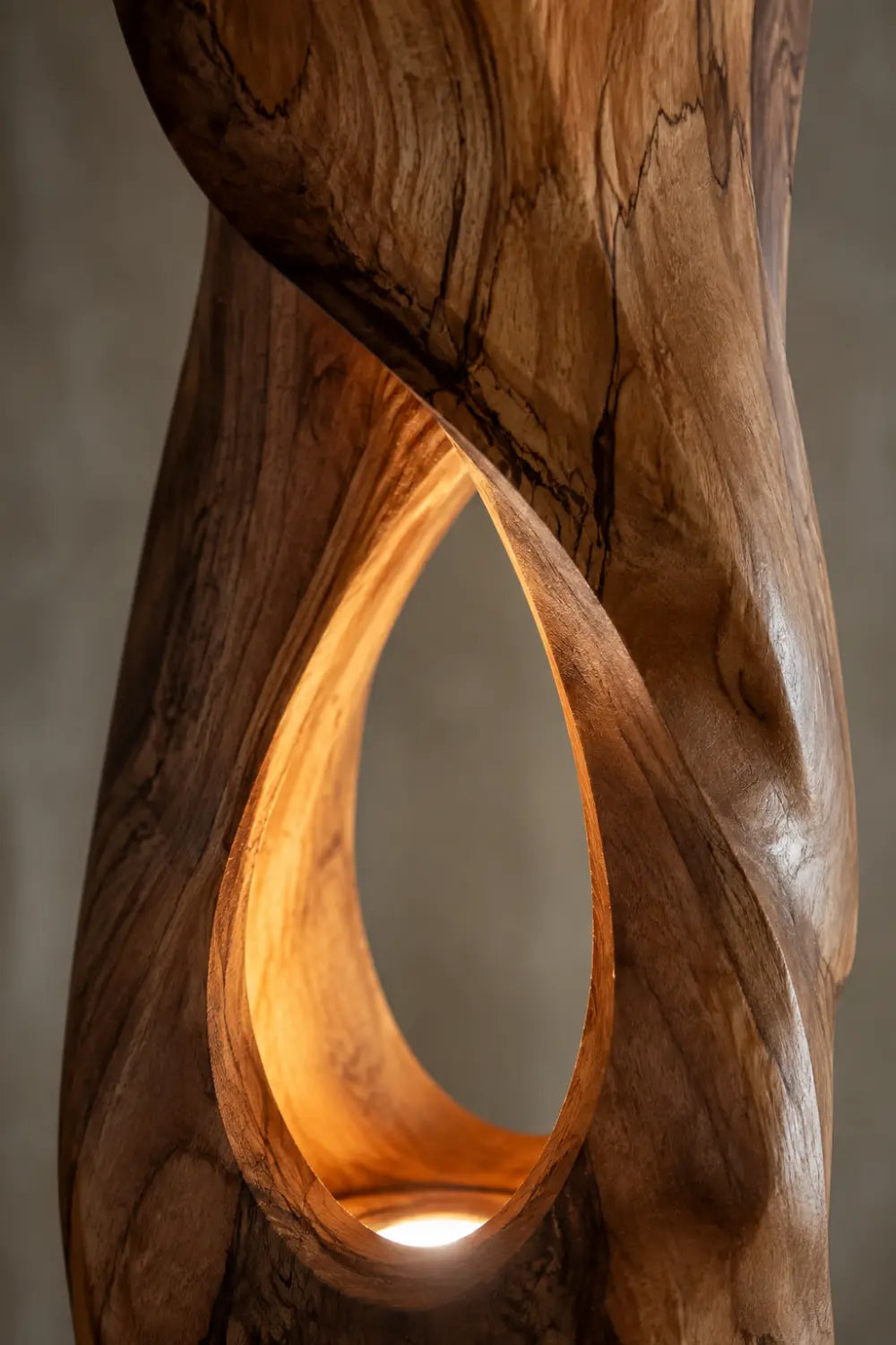 Hollow Tree Trunk Wood Floor Lamp | Aesthetic Standing Light for Room Space