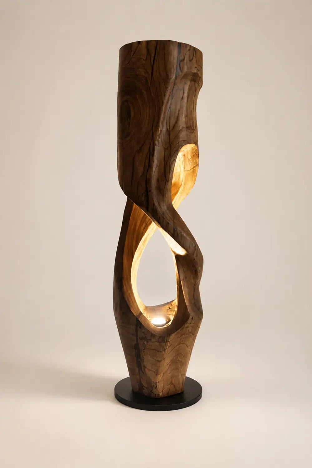 Hollow Tree Trunk Wood Floor Lamp | Aesthetic Standing Light for Room Space