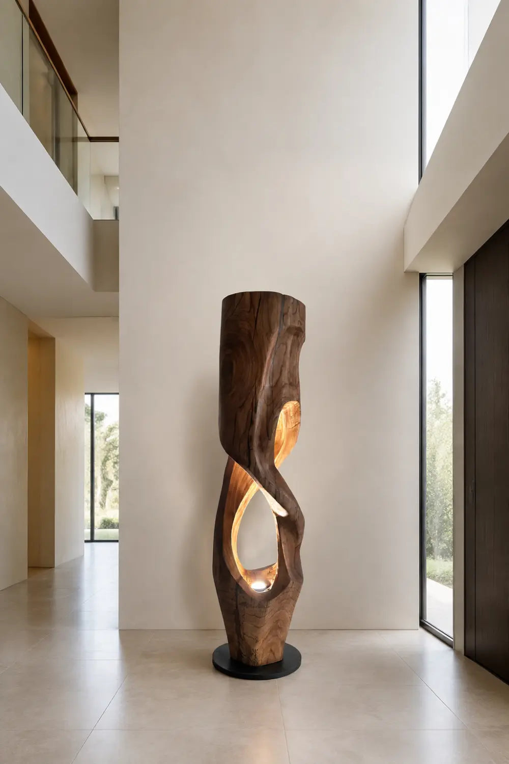 Hollow Tree Trunk Wood Floor Lamp | Aesthetic Standing Light for Room Space