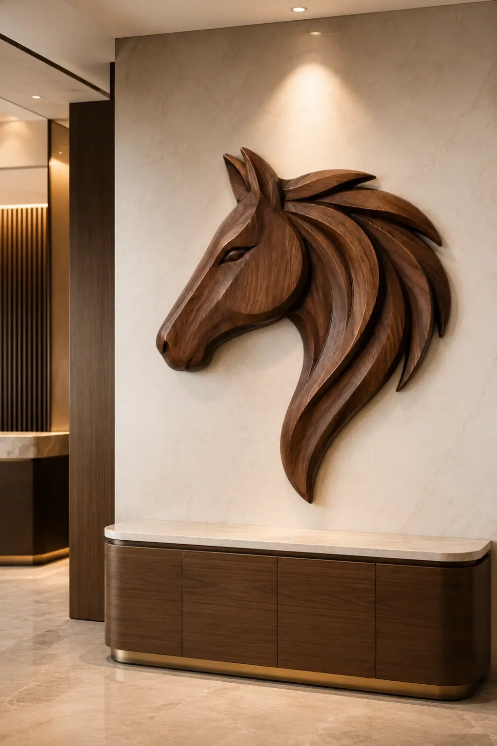 Wooden Horse Head Wall Relief | 3D Carved Equestrian Decor