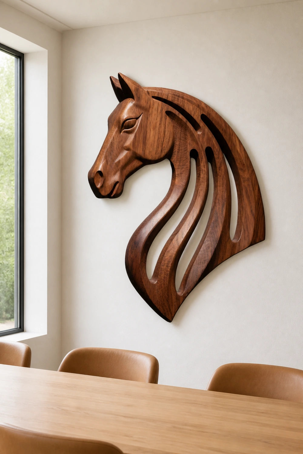 Wooden Horse Head Cutout Wall Art | Carved Animal Relief