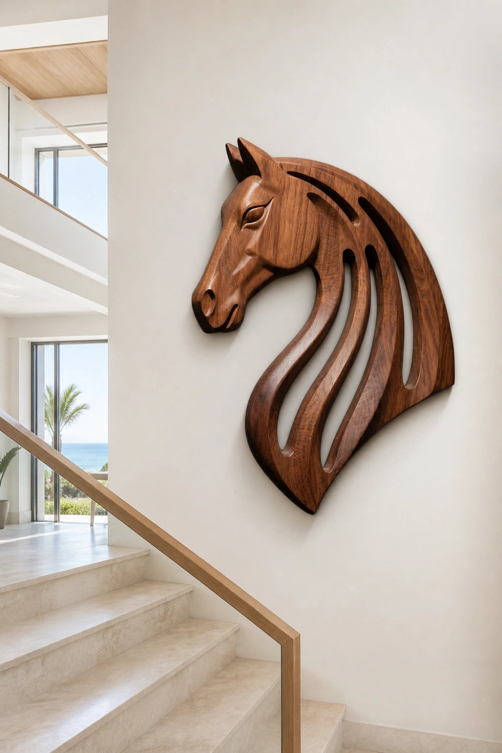 Wooden Horse Head Cutout Wall Art | Carved Animal Relief